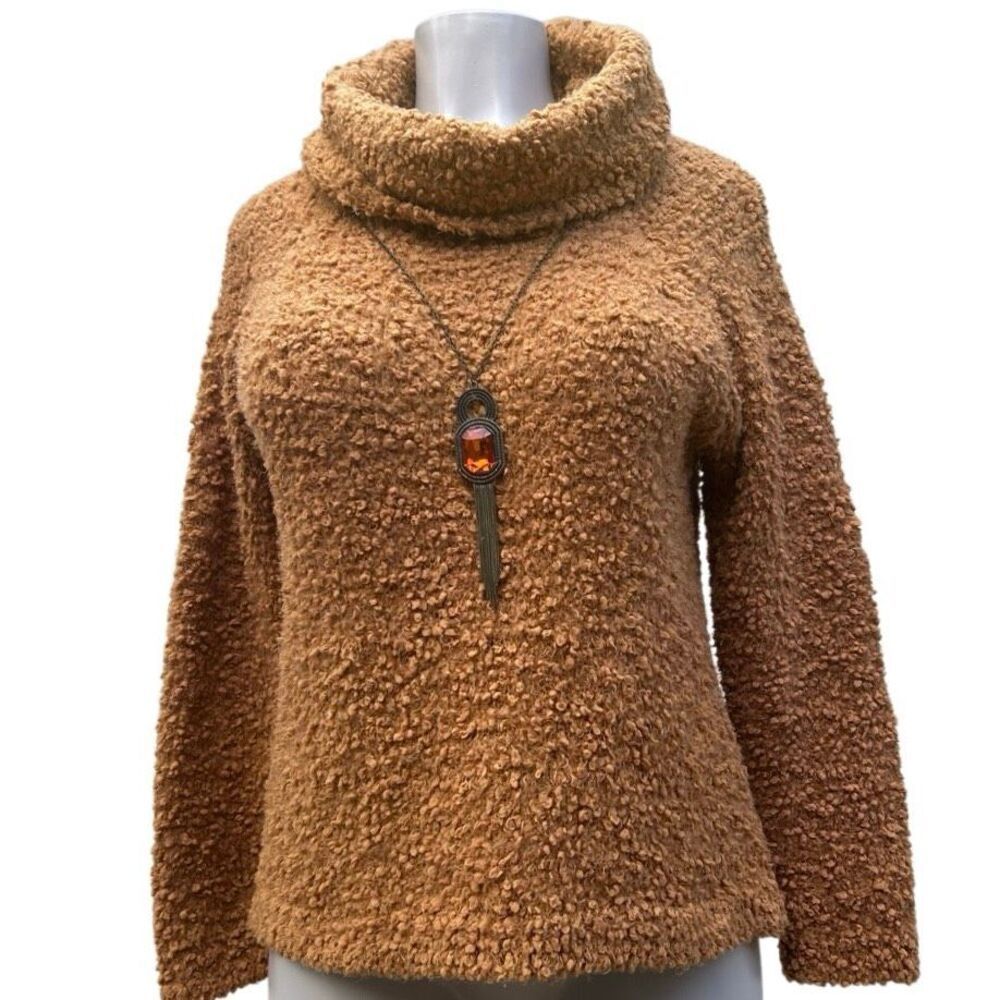Pink Rose Knubby Sweater Women's Small Mustard Textured Boucle Knit Pullover